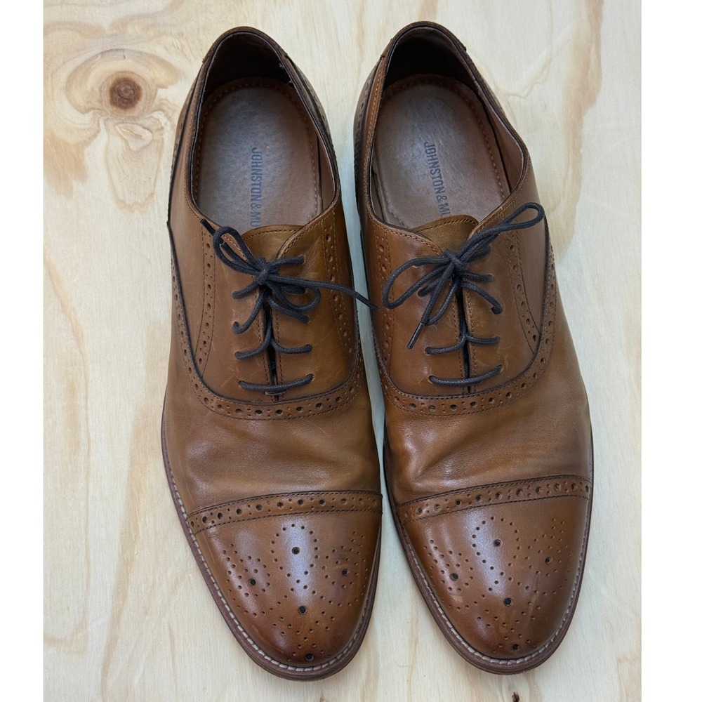 Johnston & Murphy Conard Cap Toe Oxford Tan Leather Dress Shoes 20-8682 Mens 13M